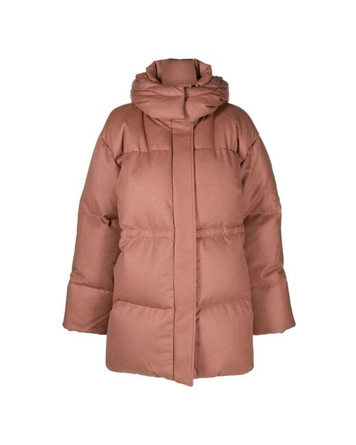 Joseph Brown Beige puffer & down wool coat,blaue puffer- & daunenjacke