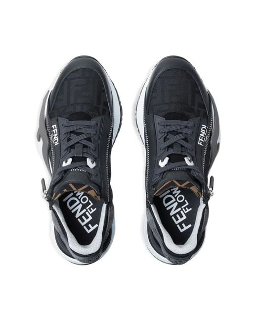 Fendi Sneaker Mit Elastischen Bändern Und Diagonalem F in Gray für Herren