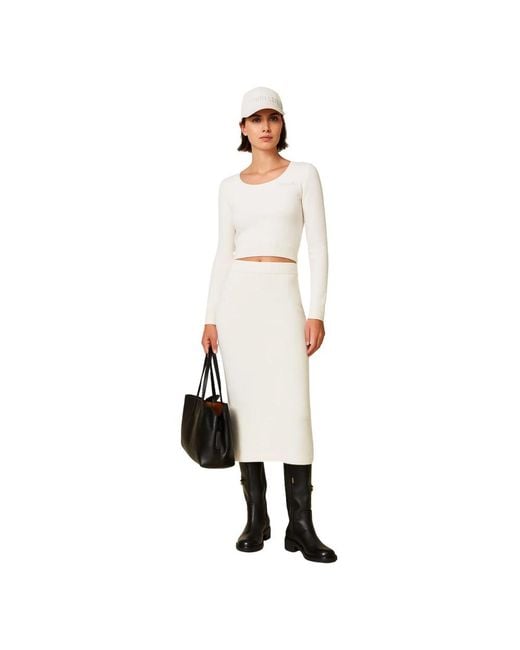 Twinset Midi Skirts in het White