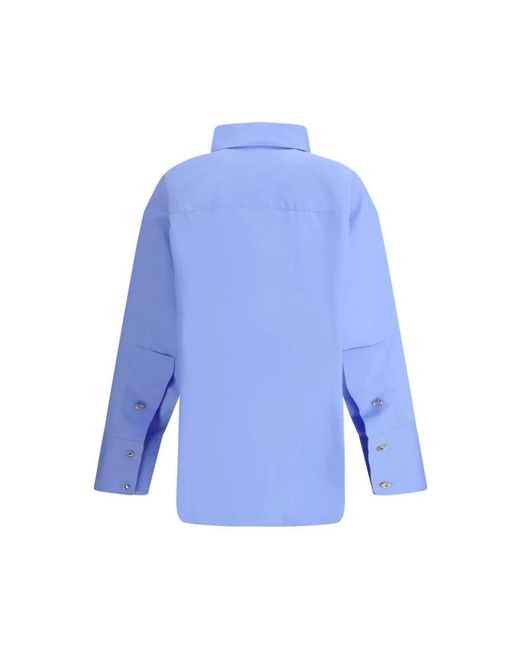 DARKPARK Blue Klassische Baumwollbluse Mit Verstellbaren Manschetten