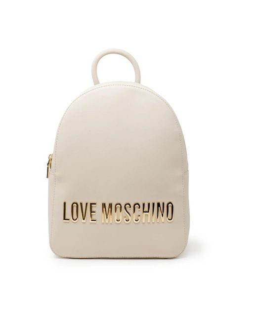 Love Moschino Natural R rucksack aus kunstleder mit reißverschluss