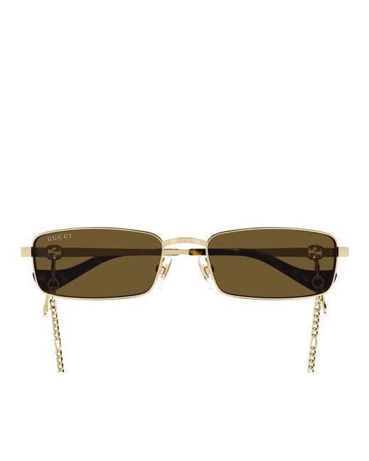 Gucci Brown Retro-sonnenbrille mit kette