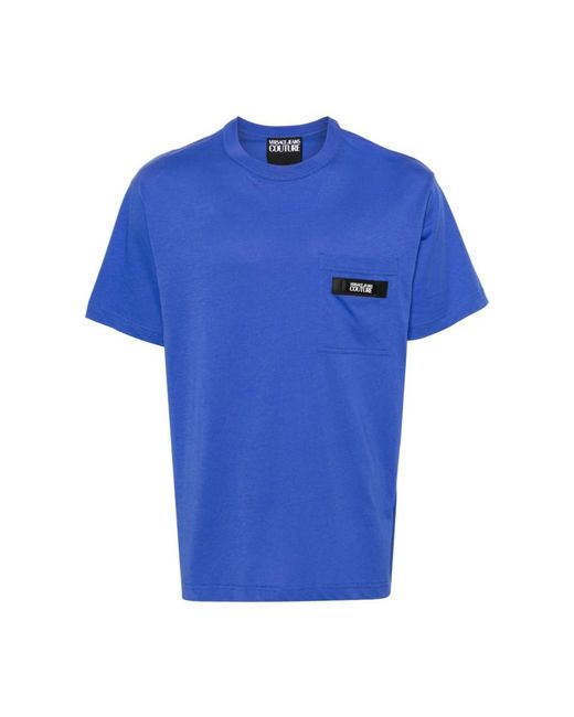 Versace Taschen-t-shirt schwarz weiß logo crew in Blue für Herren