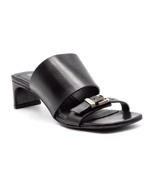 Elena Iachi Black Heeled Mules