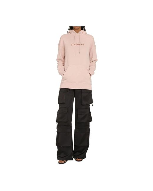 Givenchy Geborduurde Logo Katoenen Hoodie in het Pink