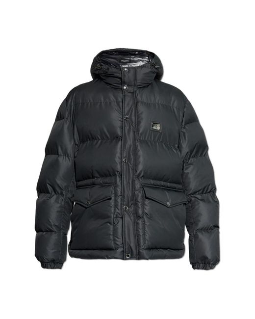 Dolce & Gabbana Jassen ,Zwart ,Polyester Capuchonjack in het Black voor heren