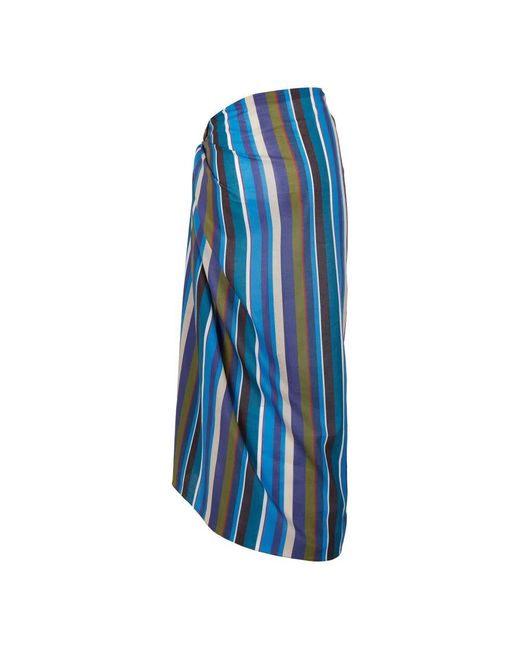 Gallo Blue Damen Blauer Baumwollpareo Mit Mehrfarbigen Streifen