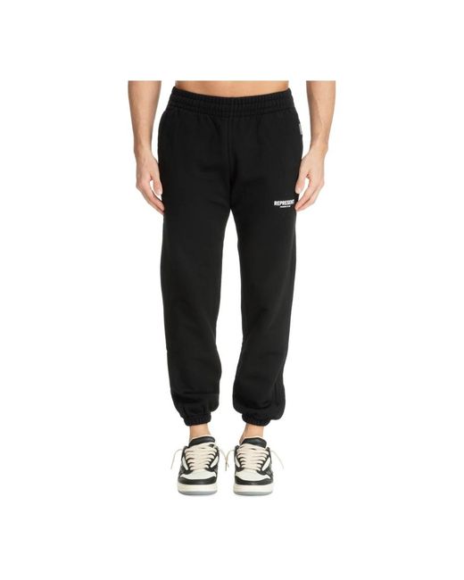 Represent Broeken ,Zwart ,Katoen Trainingsbroeken Met Trekkoordsluiting En Logo in het Black voor heren