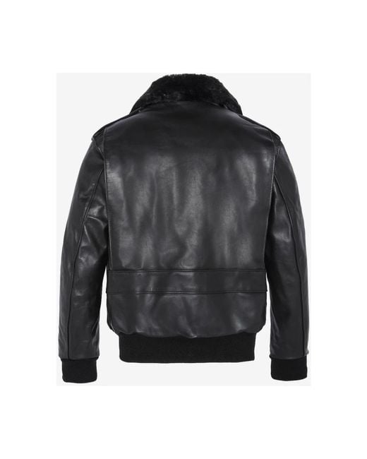 Schott Nyc Black Faux Fur & Shearling Jackets for men