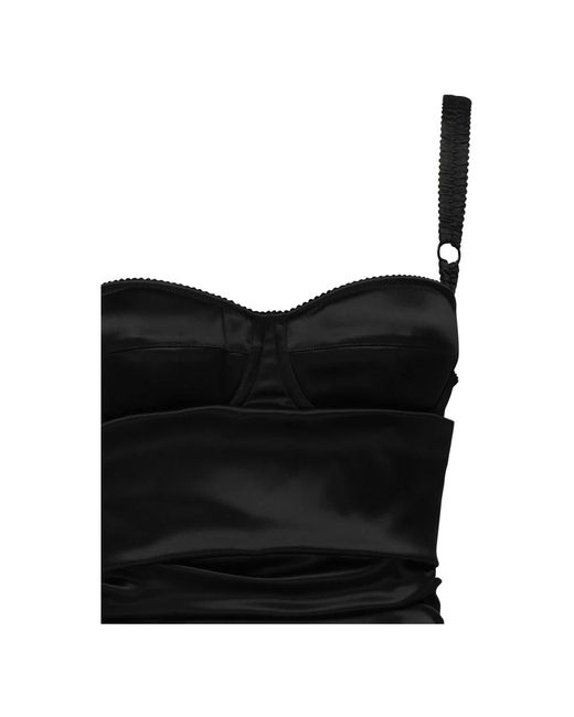 Dolce & Gabbana Black Schwarzes Kleid Mit Bh-Detail Aus Satin