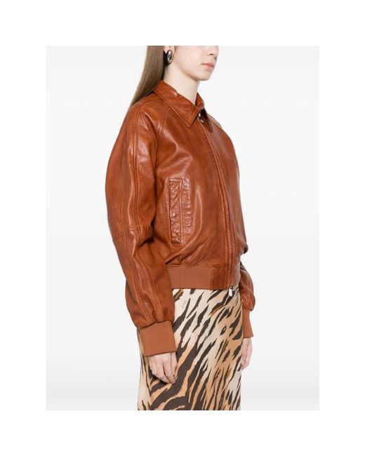 Pinko Brown Leather Jackets