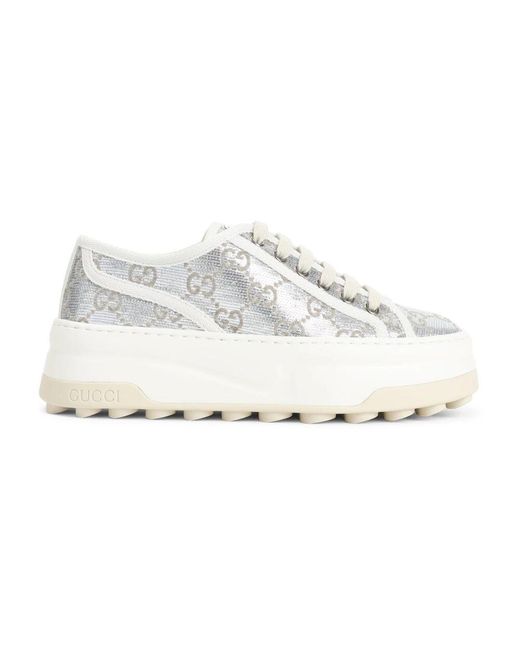 Gucci White Gg Low-Top Sneakers