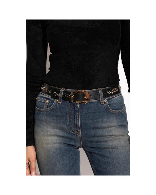 Versace Accessoires ,Zwart ,Leer Leren Riem Met Applicaties in het Black