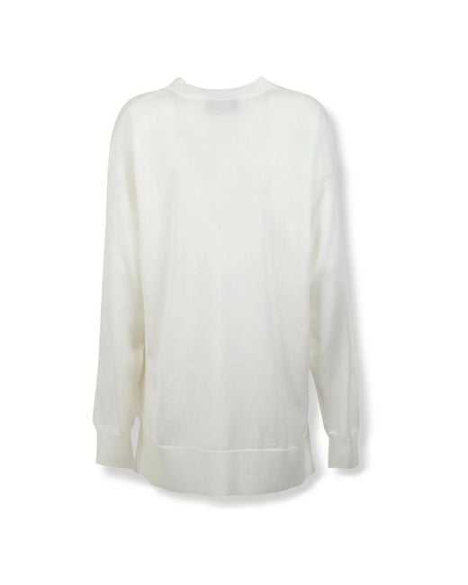 AMI White Round-Neck Knitwear
