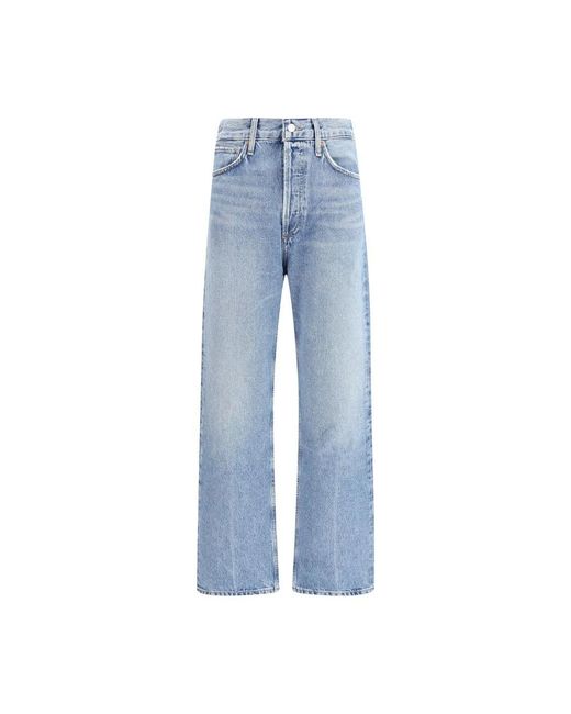 Agolde Blue Cotton Straight-Leg Jeans