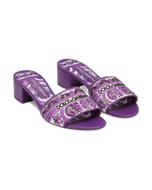 Dolce & Gabbana Purple Heeled Mules