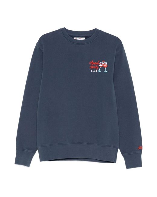 Mc2 Saint Barth Hoodies & Sweatvesten ,Blauw ,Club Spritz 61 Emb Sweatshirt in het Blue voor heren
