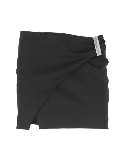 The Attico Black Schwarzer Woll Minirock