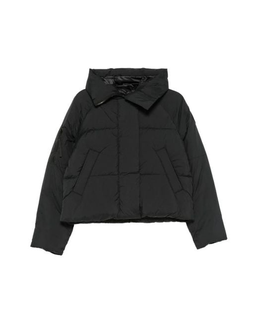 Canada Goose Jassen ,Zwart ,Polyester Zwarte Gewatteerde Hoodie Gewatteerd in het Black