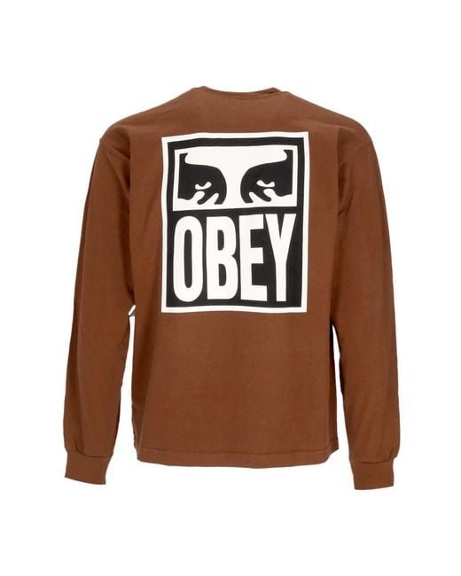 Obey Brown Long Sleeve Tops for men