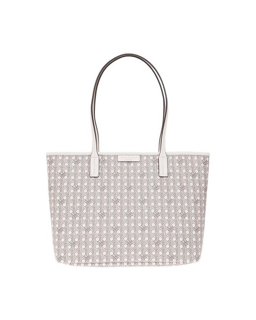Tory Burch Gray 'basketwave Small' Shopper Bag