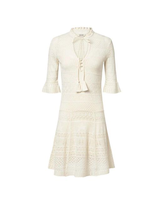 Zadig & Voltaire Natural Schwarzes Häkel-Maxikleid