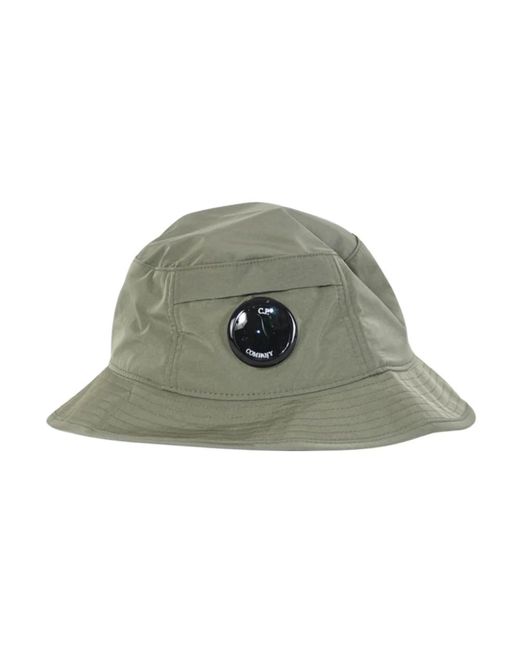 Secchio cromo cappello con logo ricamato di C P Company in Green