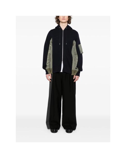Sacai Black Zip-Throughs for men