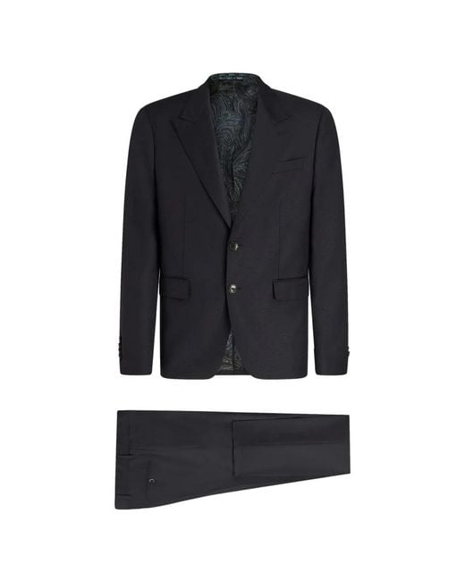 Etro Black Single Breasted Suits for men