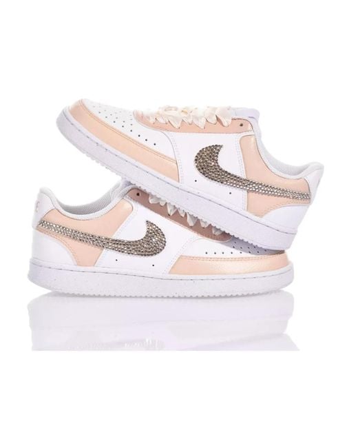 Nike Pink Handgefertigte Weiße Sneakers für Frauen