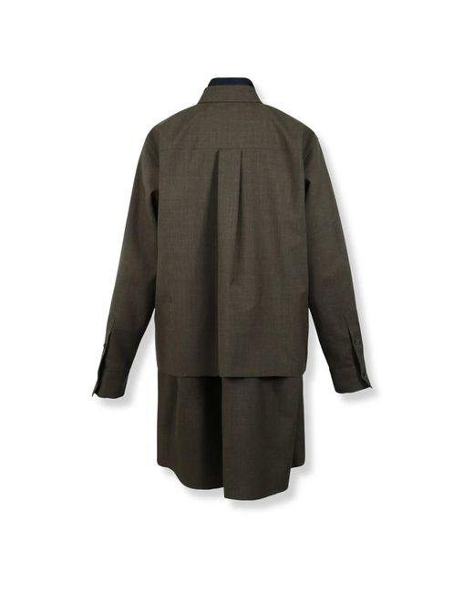 Sacai Green Shirt Dresses