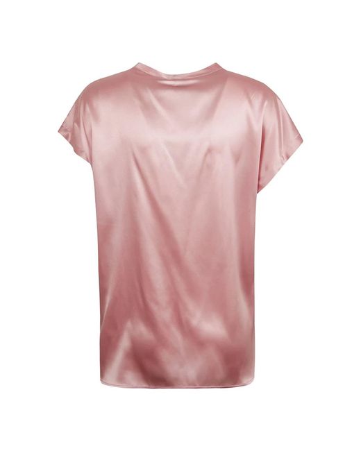 Pinko Pink Rosa satin-finish cap sleeve shirt o