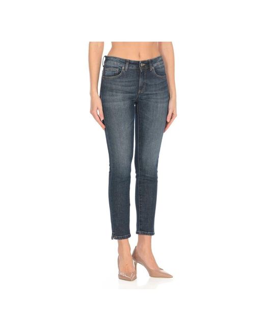 Dondup Blue Blaue Baumwollhose Mit Logopatch
