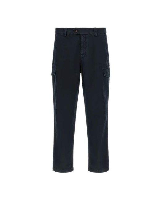 Brunello Cucinelli Blue Straight Trousers for men
