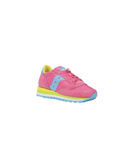 Saucony Pink Multicolor Suede Leather Low Top Sneakers