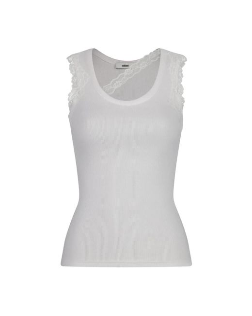 Vaillant Gray Geripptes Tanktop Mit Spitzenbesatz Am Ausschnitt