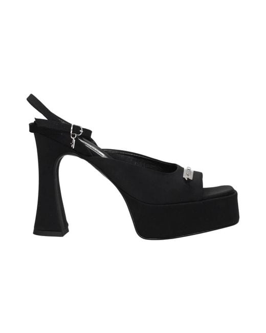 Karl Lagerfeld Black High Heel Sandalen Mit Offener Zehenpartie Aus Stoff Und Schnallenverschluss