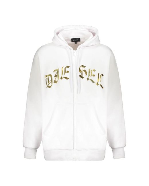 DIESEL Hoodies & Sweatvesten ,Wit ,Katoen Hoodie Met Rits in het White voor heren