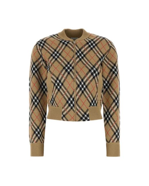Burberry Jassen ,Wol Geruite Cardigan Van Wolmix in het Green