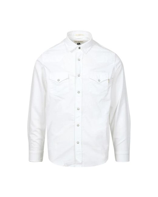 Camicia bianca con colletto oxford e tasche di Roy Rogers in White da Uomo