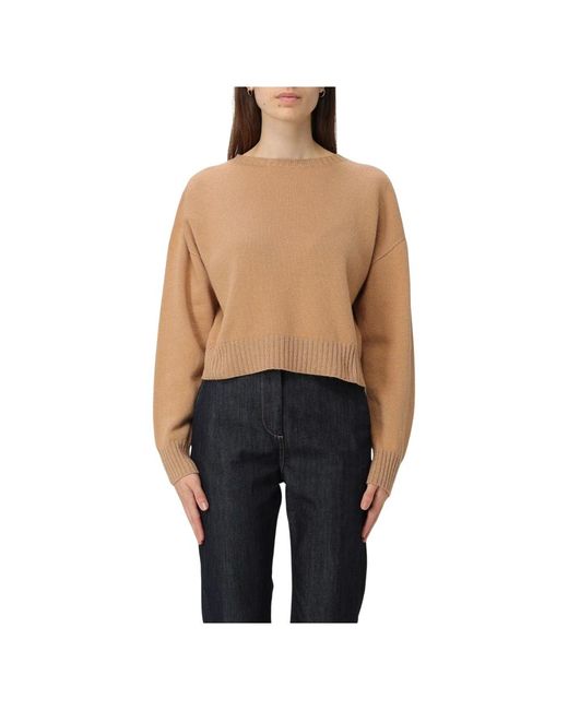 Round-Neck Knitwear Twinset en coloris Black