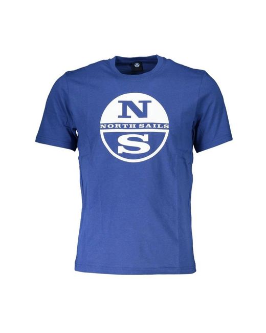 North Sails Tops ,Blauw ,Katoen Blauw Bedrukt Crew Neck Katoenen T-Shirt in het Blue voor heren