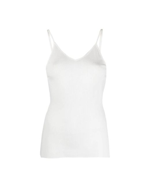 Khaite White Sleeveless Tops