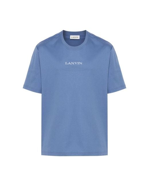 Lanvin Tops ,Blauw ,Katoen Cotton Jersey T-Shirt in het Blue voor heren