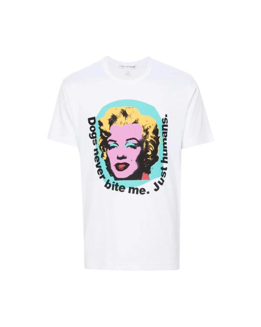 T-shirt in cotone con stampa grafica di Comme des Garçons in White da Uomo
