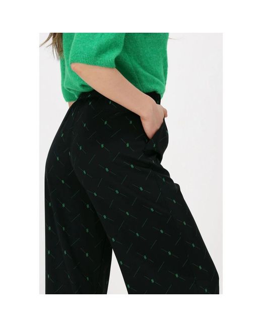Gestuz Broeken ,Zwart ,Polyester Wijde Pijpen Zwarte Broek Hannie in het Black