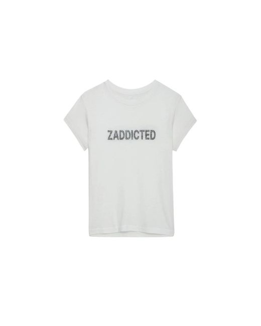 Zadig & Voltaire White Ecru rundhals t-shirt und polo