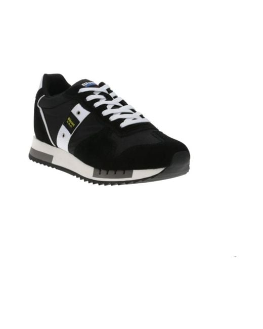 Blauer Wildleder Mesh Laufschuhe in Black für Herren
