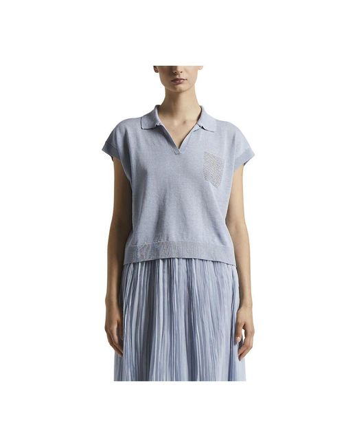 Peserico Blue Leinen- Und Baumwollkrepp-Poloshirt
