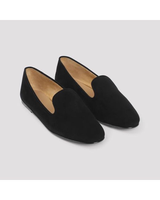 The Row Zwarte Leren Loafers in het Black